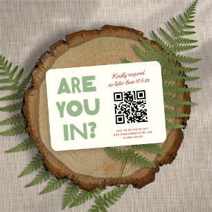 Moderne funky Erde Farbtöne QR-Code Hochzeit RSVP Karte