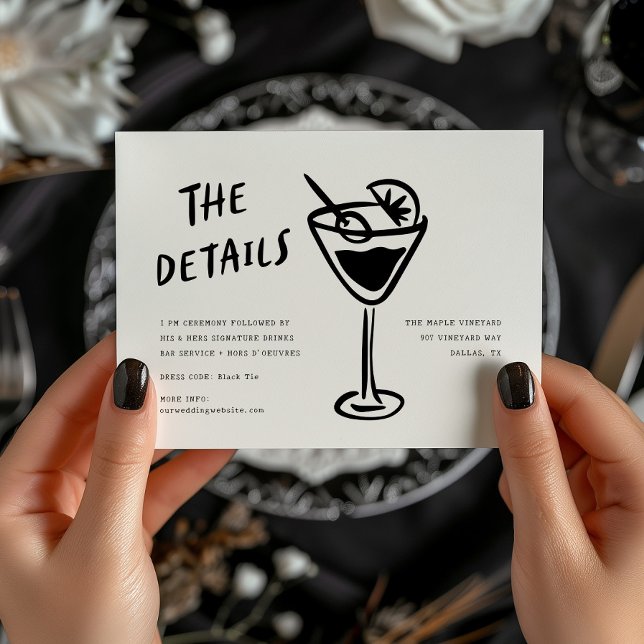 Moderne Funky Retro QR Code Hochzeitsdetails Begleitkarte (Von Creator hochgeladen)