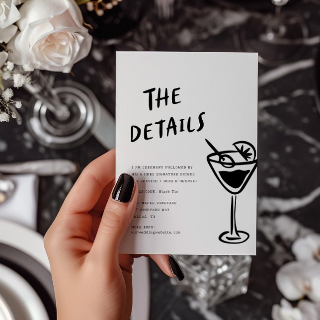 Moderne Funky Retro QR Code Hochzeitsdetails Mitteilungskarte (Von Creator hochgeladen)