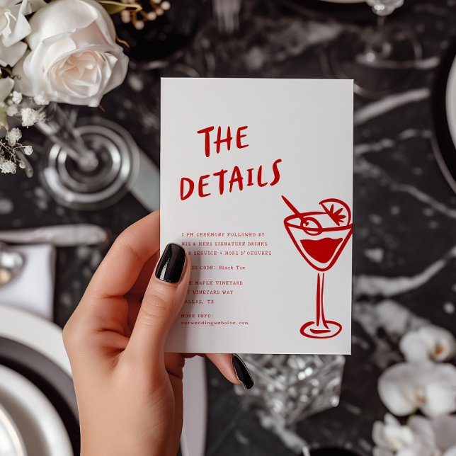 Moderne Funky Retro QR Code Hochzeitsdetails Mitteilungskarte (Von Creator hochgeladen)