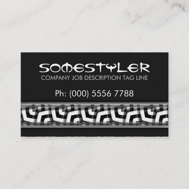 Moderne Funky Schwarz-weiß auf Black Business Card Visitenkarte (Vorderseite)