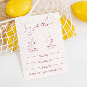 Moderne Funny Calligraphy White & Magenta RSVP Car Karte