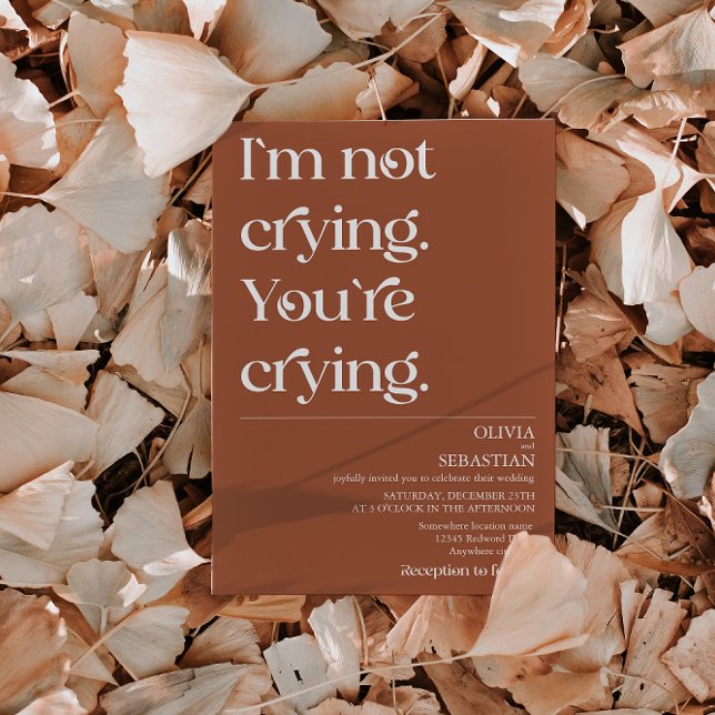 Moderne Funny Minimal Typografie Terracotta Hochze Einladung (Von Creator hochgeladen)