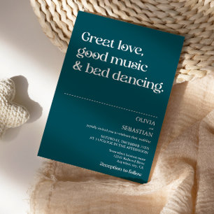 Moderne Funny Minimal Typografie Tiefe Aquamarine Einladung