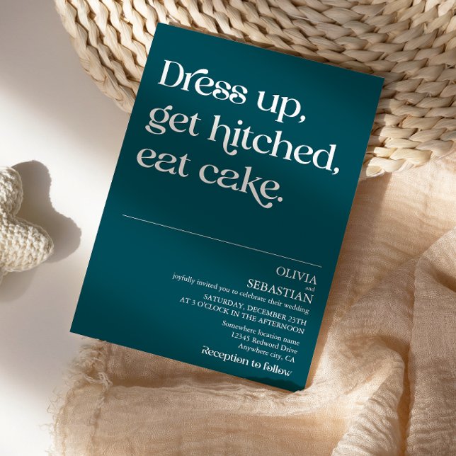 Moderne Funny Minimal Typografie Tiefe Aquamarine  Einladung (Von Creator hochgeladen)