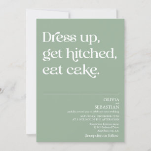 Moderne Funny Minimal Typografy Sage Green Wedding Einladung