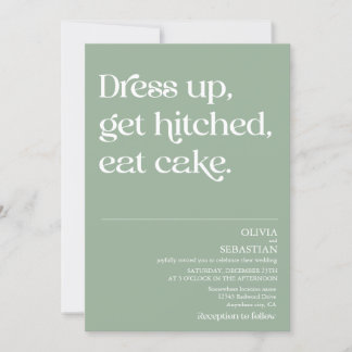 Moderne Funny Minimal Typografy Sage Green Wedding Einladung