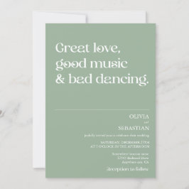 Moderne Funny Minimal Typografy Sage Green Wedding Einladung
