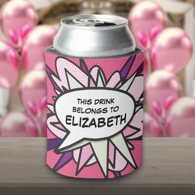 Moderne Funny Pink Personalisiert Speedblase Dosenkühler (Modern Funny Pink Personalized Speech Bubble Can Cooler)
