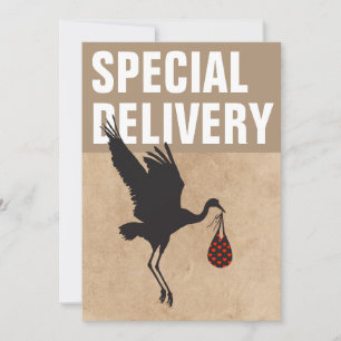 Moderne Funny Stork Neutral Baby Dusche Einladung