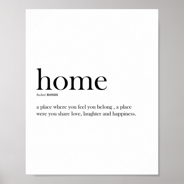 Moderne Funny Zuhause Definition Typografie Poster (Vorne)
