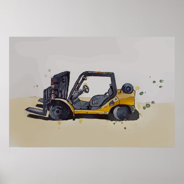 Moderne Gabelstapler für Lagerhallen Poster (Vorne)