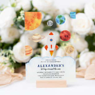 Moderne Galaxie Planeten Weltraum Rakete Kinder Ge Acryleinladungen