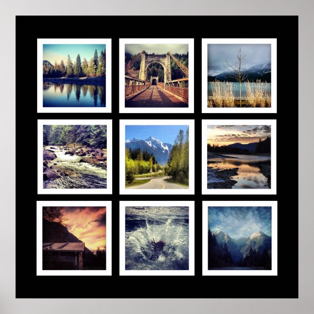 Moderne Galerie Stil 9 Instagramm Foto Collage Poster (Vorne)