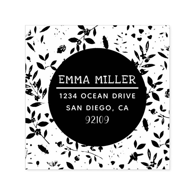 Moderne Garden Print Individuelle Name Rücksendead Permastempel (Design)