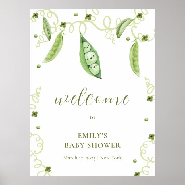 Moderne Garden Sweet Pea Baby Dusche Empfang Poster (Vorne)