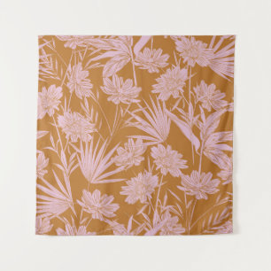 Moderne Gartenblume monotone retro Stimmung nahtlo Wandteppich