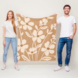 Moderne Gartensilhouette mit Blumen Fleecedecke