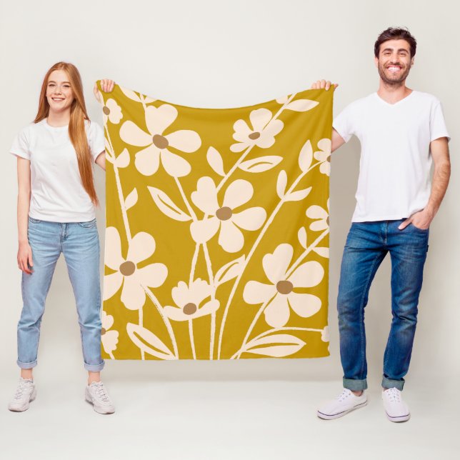 Moderne Gartensilhouette mit Blumen  Fleecedecke (Beispiel)