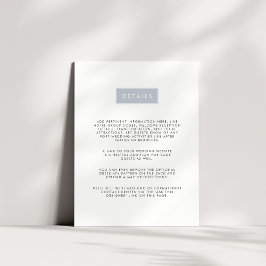 Moderne Gästekarte für Hochzeiten | Verspätung Begleitkarte