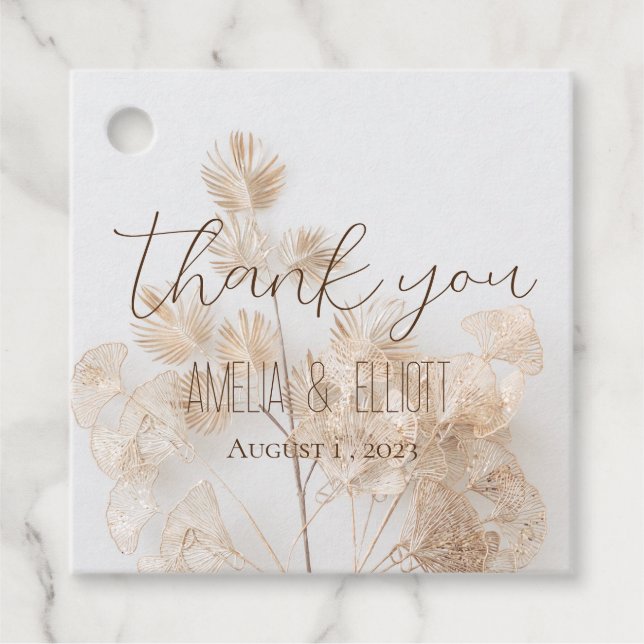 Moderne Gastgeschenk Hochzeit gold floral elegant  Geschenkanhänger (Vorderseite)