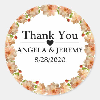 Moderne Gastgeschenk Hochzeit mit Blumenmuster Runder Aufkleber