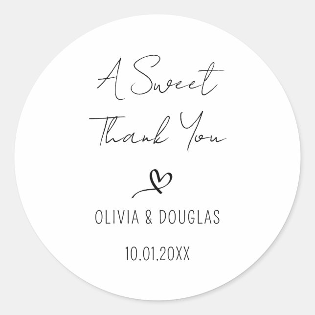 Moderne Gastgeschenke Hochzeiten Jubiläumsgeschenk Runder Aufkleber (Vorderseite)