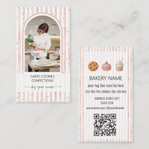 Moderne gebogene RöteKonditor Foto Bäckerei Visitenkarte