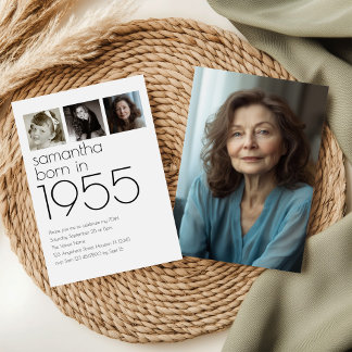 Moderne Geboren im Jahr 1955 4 Fotos 70. Geburtsta Einladung