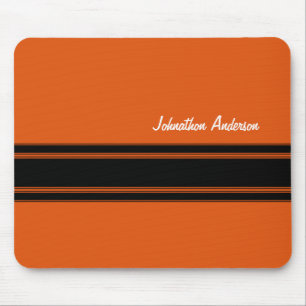 Moderne gebrannte Orange, die Streifen mit Namen Mousepad