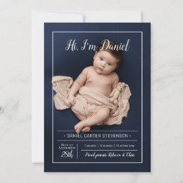 Moderne Geburtsankündigung mit Gitter Einladung