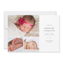 Moderne Geburtsankündigung mit mehreren Fotos