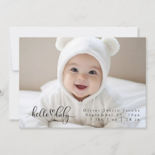 Moderne Geburtsanzeige-Karte mit Baby-Foto Ankündigung