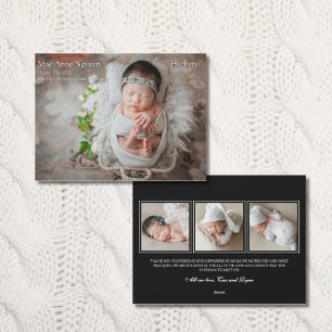 Moderne Geburtsanzeige Schwarz & Weiß Baby-Foto Feiertagskarte
