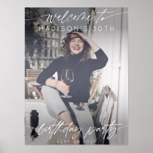 Moderne Geburtstagsfeier Foto Willkommen Elegante Poster