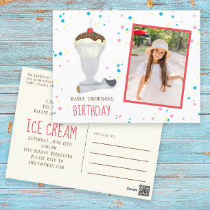 Moderne Geburtstagsfoto-Eiscreme-Sprinkles-Postkar Postkarte