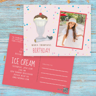 Moderne Geburtstagsfoto-Eiscreme-Sprinkles süß Postkarte