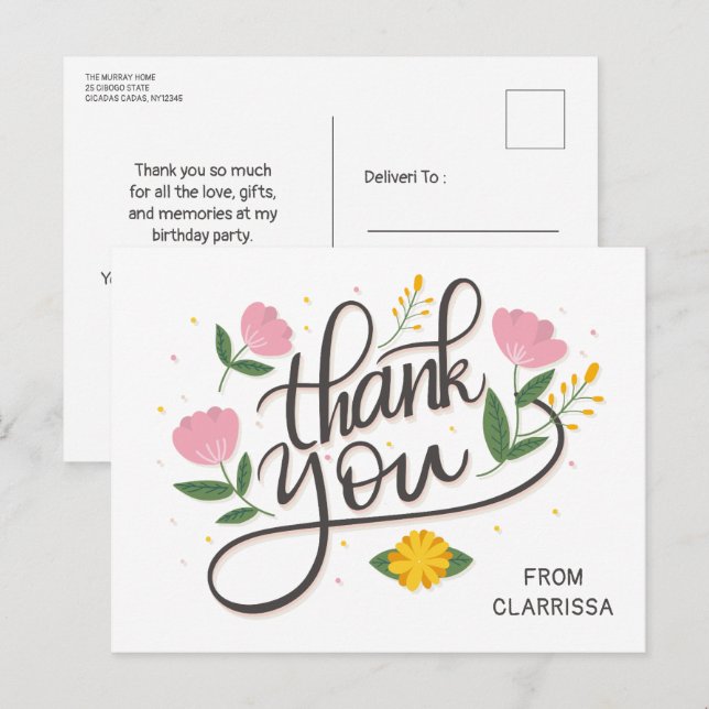 Moderne Geburtstagskarte mit Script Postkarte (Vorne/Hinten)