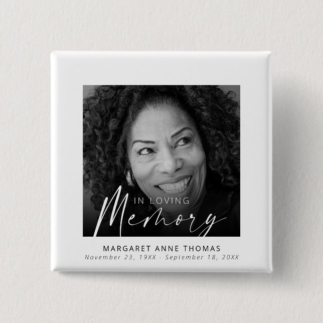 Moderne Gedenkfeier Foto Beerdigung Button (Vorderseite)
