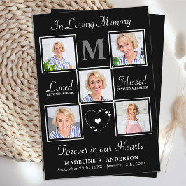 Moderne Gedenkkarte 5 Foto Beerdigungskarte