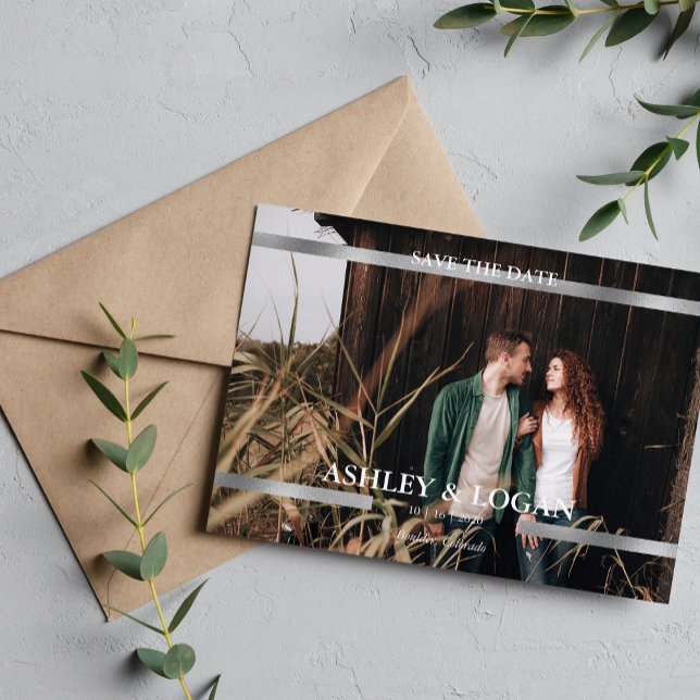 Moderne gedruckte silberne Hochzeit Save-the-Date- Save The Date (Von Creator hochgeladen)