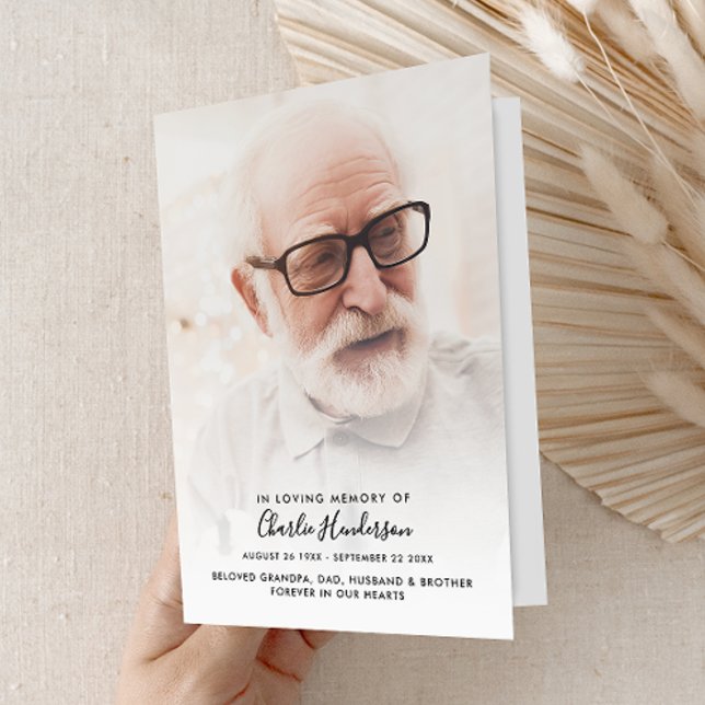 Moderne gefaltete 4-seitige 1-Foto-Feier des Leben Programm (Von Creator hochgeladen)