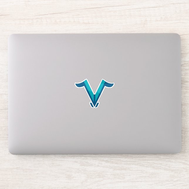 Moderne geflügelte Buchstabe V-Monogramm Aufkleber (Computer)
