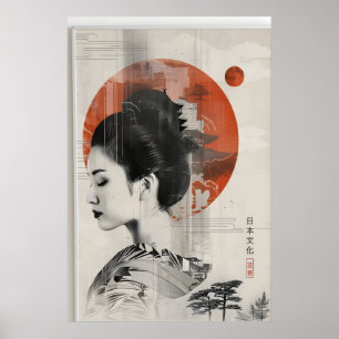 Moderne Geisha-Wandkunst - Boho Japanisch Poster
