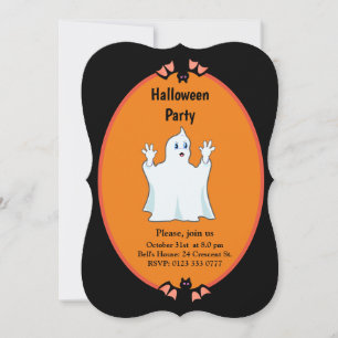 Moderne Geister- und Fledermäuse-Halloween-Einladu Einladung