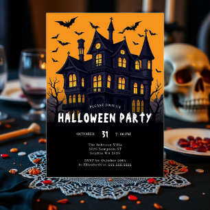 Moderne Geisterhaus   Halloween-Party Einladung