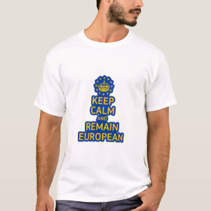 Moderne Gelb Blau Keep Calm Krone Europa Vektor T-Shirt
