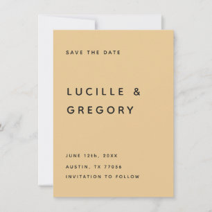 MODERNE GELB-GOLDFARBENE SCHRIFT IN GROSSBUCHSTABE SAVE THE DATE