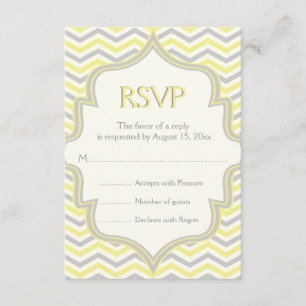 Moderne gelb-graue Chevron-Zickzack-Hochzeits-RSVP RSVP Karte