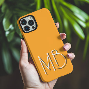 Moderne gelb-orange Monogramm-Initiale zeitgenössi iPhone 16 Pro Max Hülle